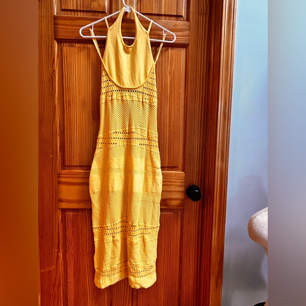 Yellow Sleeveless Knit Dress